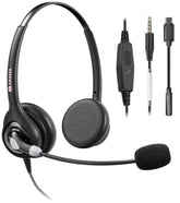 Cell Phone Headset w/Lightweight Secure-Fit Headband, Pro Noise Canceling Mic and in-line Controls, 3.5mm Wired Headphones for iPhone, Samsung, LG,