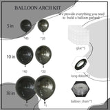 125pcs Black and Dark Grey Balloon Arch Kit for Birthday, Wedding, and Events