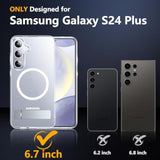 Clear Case For Samsung Galaxy S24 Plus | Magnetic, 3 Stand Ways, Military Grade Drop Protection, With Invisible Stand, Shockproof Phone Case For Galaxy S24 Plus,Clear