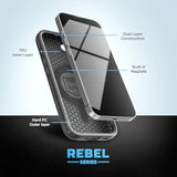 Shockproof Case Compatible With Iphone 16E - Ultra Protective Heavy Duty Magnetic Phone Cover, Rebel Series (Black)