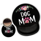 Mouse Pad With Wrist Support Gel Ergonomic Mouse Pads With Rest Support Mouse Pad For Home Office Gaming Working Easy Typing & Pain Relief + Coaster, Dog Mom Floral Design