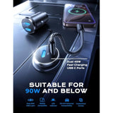90W Usb C Car Charger Fast Charging, Dual Usb C Port Pd 45W Cigarette Lighter Adapter Usb C Car Charger Iphone, Super Fast Car Charger Usb C With Usb C & Lightning Cable For Iphone 16