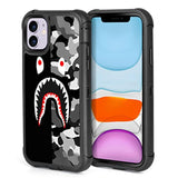 Compatible With Iphone 12 Case Iphone 12 Pro Case Cool Camo Black White Shark Design For Men Boys, 3-Layer Rugged Shockproof Hard Plastic Bumper +Silicone Rubber Heavy Duty Protection Cover