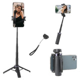 18" Selfie Stick with Wireless Remote, Extendable Selfie Telescopic Stick with Bluetooth Remote, Portable Phone tripods for Live Streaming, Video