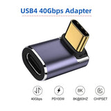 Cablecc 40Gbps Male to Female USB4 Type C 90 Degree Up Down Angled 100W Power