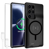 Battery Case For Galaxy S25 Ultra,Upgraded 12000Mah High Capacity Rechargeable Portable Protective Extended Charger Case Wireless Charging Compatible With S25 Ultra (6.9 Inch) Charging Cover (Black)