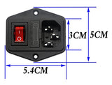 10A 250V Ac Rocker Switch Power Socket 3 Pin Iec320 C14 Inlet Module Plug Fuse (2Packs)
