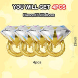 Gold Diamond Ring Balloons 4 Pcs,Foil Engagement Ring Balloon Bachelorette For Wedding Bridal Shower Party