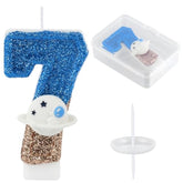 Space Birthday Candle Astronaut Blue Number 7 Candle Outer Space Cake Decorations Spaceship Cupcake Toppers Spaceman Theme Party Decor Favors