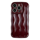 For Iphone 15 Pro Case,Water Ripple Pattern Curly Wave Frame Soft Phone Case (Wine Red)