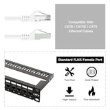 12 Port Rj45 Through Coupler Cat6 Patch Panel With Back Bar, Wallmount Or Rack