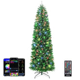 Smart Pencil Christmas Tree - 9Ft App Controlled Rgb Prelit Christmas Tree Lighted Skinny Slim Trees- With 550Led Lights 1437 Branch Tips Customize Display Diy Dynamic Lighting Effect