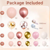 Rose Gold Balloon Arch Kit, 142Pcs Nude Pastel Pink Gold And Rose Gold Matte White Balloons Confetti Balloon Garland Kit For Wedding Bridal Shower Princess Party Girl Birthday Baby Shower Decorations