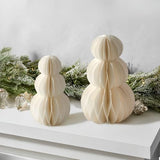 Honeycomb Paper Snowman Winter Decor, 2 Pack White, 6 & 8 in