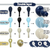 Navy Blue Balloon Garland Double Stuffed Dusty Blue Gold White Sand Balloons Beige Cream Metallic Latex Arch Kit For Neutral Baby Shower Graduation Birthday Party Decorations