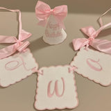 2Nd Birthday Decorations For Girl Pink Bow Two High Chair Banner With Cone Hat For Girl Bow Themed 2Nd Birthday Party Decorations