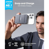 Anker 622 Magnetic Battery (MagGo), 5,000mAh Foldable Magnetic Wireless Portable Charger with Stand and USB-C Port (On The Side), Magsafe-Compatible for iPhone 16/15/14/13 Series