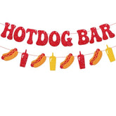 Hotdog Bar Banner Hotdog Birthday Party Supplies for Kids Sausage Party Decor