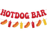 Hotdog Bar Banner Hotdog Birthday Party Supplies for Kids Sausage Party Decor