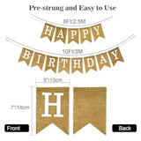 Happy Birthday Banner Pre-Strung Burlap Birthdays Banners For Birthday Party Outdoor Or Indoor Decoration, Rustic