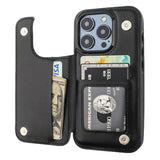 iPhone 15 Pro Wallet Case with Credit Card Holder, Black