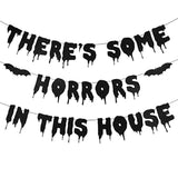 Black Glitter Halloween Banner: "There's Some Horrors In This House"