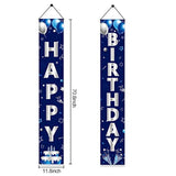 Blue & Silver Happy Birthday Banner: Party Door Decor