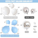 Blue & Silver Balloon Arch Kit: Baby Shower Birthday Party Decor