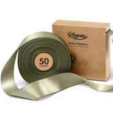 Sage Green Satin Ribbon 1-1/2 Inch X 50 Yards Double-Faced Ribbons For Gift Wrapping Crafts Flower Bouquet Wedding Paper Bows Invitations