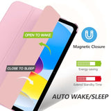 Moko For (A16) 11Th Generation Case 11 Inch 2025, 10Th Generation Case 10.9 Inch 2022, Slim Stand Hard Pc Translucent Back Shell Smart Cover, Support Touch Id, Auto Wake/Sleep, Flowers Pink