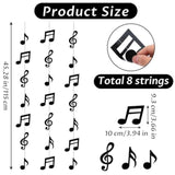 8Pcs Music Notes Party Decorations, Black Musical Note Hanging Swirl, Music Theme Party Supplies, Musical Notes Garland For Concerts, Music-Theme Parties, Birthdays, Weddings And Baby Showers