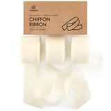 Ivory White Chiffon Silk Ribbon 1" X 21 Yd Fringe Fabric Package (3 Rolls * 7 Yd) For Wedding Invitations Bridal Bouquets Decorations Gifts Wrapping & Bow Making Cream