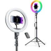 12'' Ring Light With Stand 72'' Tall & 2 Phone Holders,38 Color Modes Selfie Light With Tripod Stand, Big Led Ring Light For Iphone/Android/Camera,Youtube,Makeup