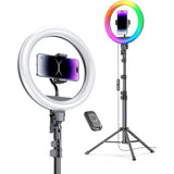 12'' Ring Light With Stand 72'' Tall & 2 Phone Holders,38 Color Modes Selfie Light With Tripod Stand, Big Led Ring Light For Iphone/Android/Camera,Youtube,Makeup