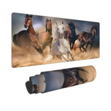 Horse Galloping Gaming Mouse Pad, Herd Running Animals Large Extended Desk Mat 11.8X 31.5 Inches With Non-Slip Base & Stitched Edges, Waterproof Desk Mat For Office, Home, Laptop, Computer Keyboard