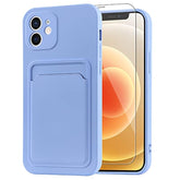Compatible With 12 Case Tpu Card Holder Wallet Cover,Camera Protection + Screen Protector Soft Card Slot Phone Case -Purple