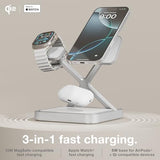 XGrid XDS3: 3-in-1 Wireless Charging Stand Charging Station for iPhone, Apple Watch, and AirPods MagSafe Compatible, Qi2 Certified Includes 45W USB-C