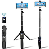 42" Compact Selfie Stick & Tripod, Extendable, Wireless Bluetooth Remote, Lightweight Aluminum, Travel Ready, Compatible With Iphone 14 13 12 Pro Xs Max Xr X 8Plus 7 & Android