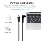 Usb C To 3.0Mm Laptop Charging Cable Type C To Right Angle Dc 3.0 X 1.1Mm Conv
