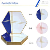 Hexagon Design Disposable Paper Plates (18 Pc) Heavy Duty Paper Plates 10 Inch, Disposable Party Dinnerware For Birthday, Dinner Plates For Baby Showers, Weddings & Events, Blue