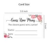 Guess How Many Game Cards, Baby Shower Bridal Shower Game Cards (Pink Rose 3.5" X 2") 50 Pieces
