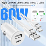 Usb C Car Charger For Iphone 16 15 Pro Max, 40W Dual Port Usb-C & Usb-A Car Fast Charging Adapter, 2X3Ft C To C Cable & A To C Carplay Cable For Iphone 16 15 Plus/16 15 Pro Max, Ipad, Samsung