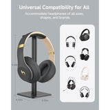 Headset Stand - Headphone Holder For Desk With Aluminum Hanger Compatible With All Over-Ear On-Ear Computer Xbox One Ps5 Ps4 Pc Game Telephone Headsets (Black)