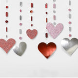 Red Heart Garlands Heart Shaped Banner Love Theme Party Decorations Valentine Streamer Bridal Shower Ceiling Anniversary Decor Ceiling Dot Garland Mothers Day Bachelorette Engagement Wedding
