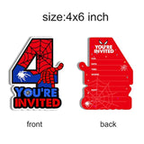 Superhero 4Th Birthday Party Invitations With Envelopes 4 Year Old Birthday Four Shaped Invites Card Boy Party Favors Decorations Supply, 20 Count