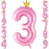 40in Pink Crown Number 3 Foil Balloon Jumbo Birthday Party Decorations