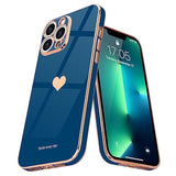 Compatible With Iphone 13 Pro Max Case For Girl Women Cute Love-Heart Luxury Bling Soft Cover Raised Camera Protection Bumper Silicone Shockproof Phone Case For Iphone 13 Pro Max, Royal Blue