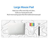 Abstract Topographic Map White Grey Black Gaming Mouse Pad Long Mouse Pad Large Desk Mat 31.5 X 11.8 Inch Mousepad With Nonslip Base Stitched Edge Keyboard Mat For Gaming Office
