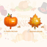 Thanksgiving Balloon Set with Pumpkin Foil Balloons for Fall Party Decorations Supplies