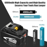 4Pack 6.0Ah 18V Replacement For 18V Battery Lithium Compatible With 18 Volt Battery Bl1860B Bl1860 Bl1850B Bl1850 Bl1840 Bl1830B Bl1830 Bl1815 Compatible With Battery 18V Cordless Power Tools (White)